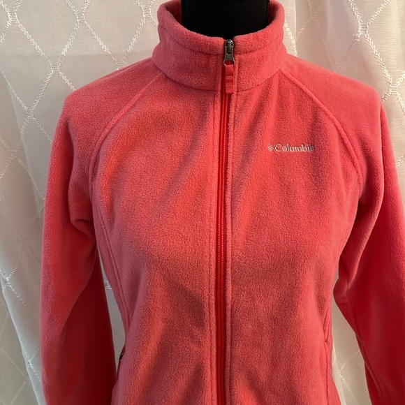 Columbia Pink Full Zip Fleece Jacket Girl Size L - Picture 2 of 7